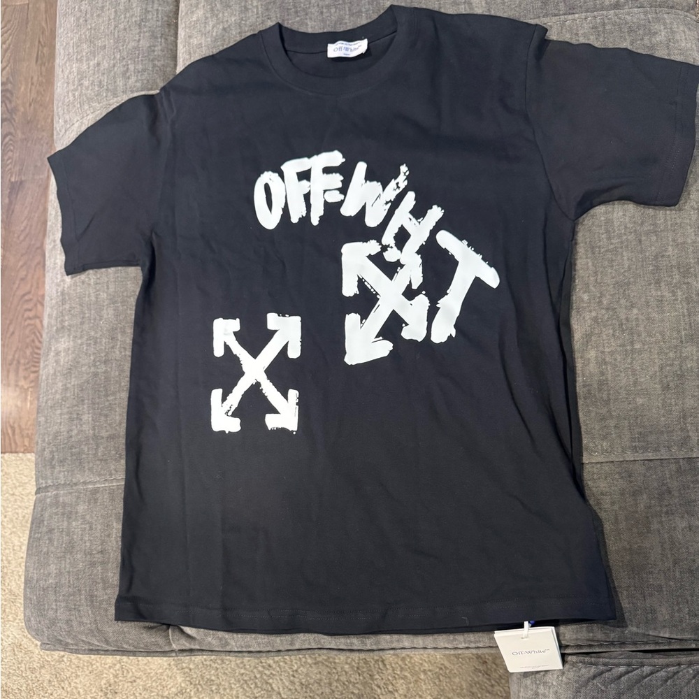 Off-White Black Tee with White Graphics